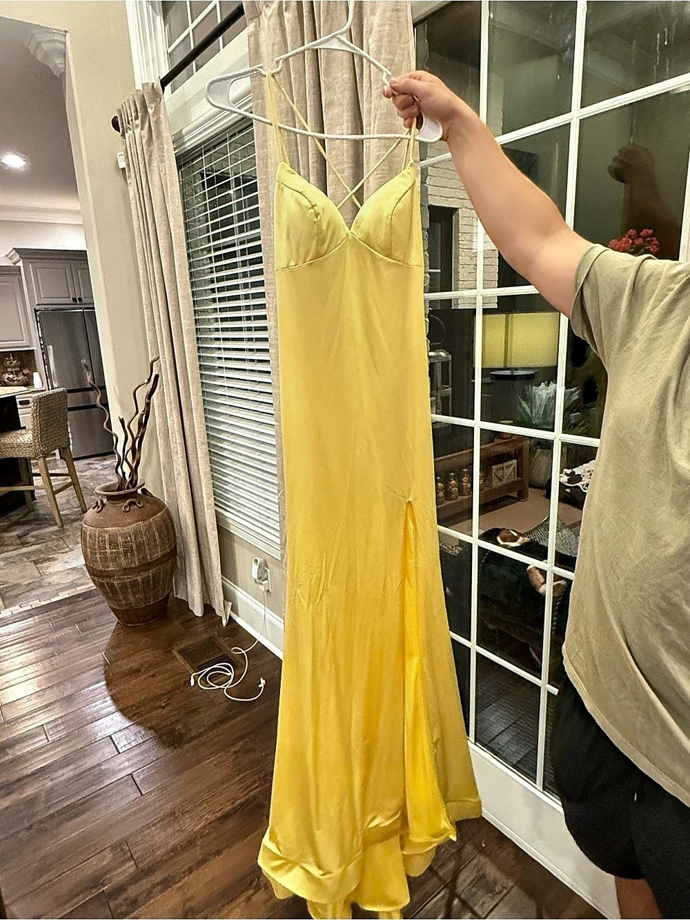 Yellow Strappy Backless Maxi Dress Like New